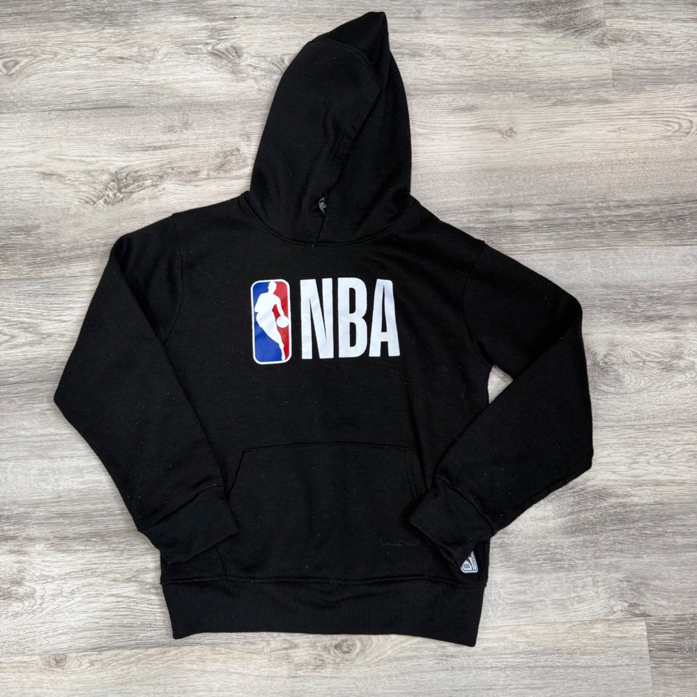 NBA Kids Black Logo Graphic Hoodie Sweatshirt Sizeโ 10-12 Boys Girls Fleece